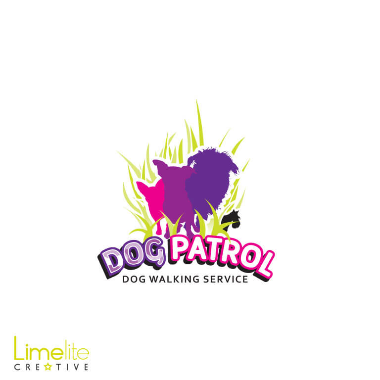 This is a picture of a logo designed by Alison at Limelite Creative for Dog Patrol dog walking service in Boness
