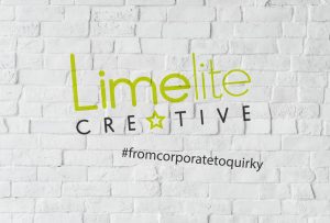 This is a picture of a white brick wall featuring the Limelite Creative logo