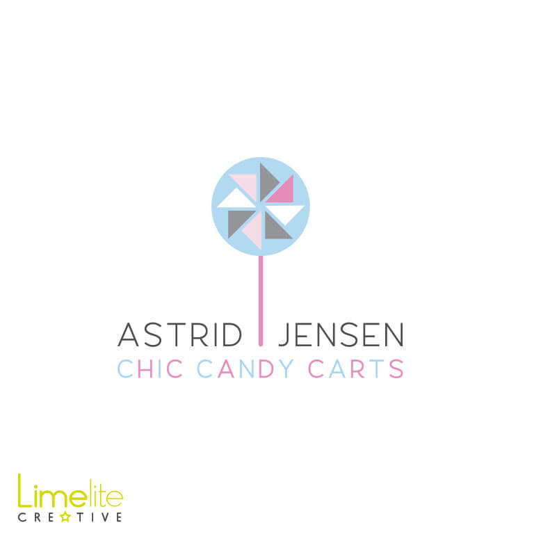 This is a picture of a logo designed by Alison at Limelite Creative for Astrid Jensen Chic Candy Carts in Glasgow