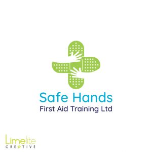 This is a picture of the logo design for Safe Hands First Aid Training Ltd in Falkirk designed by Alison at Limelite Creative